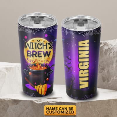 Personalized Witch's Brew Halloween Insulated Tumbler Cup With Lid and Straw