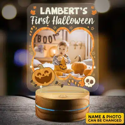 Personalized Photo First Halloween 2D LED Light - First Halloween For New Baby Gift Night Light
