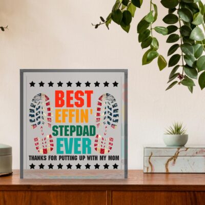Best Effin' Stepdad Ever Thanks For Putting Up With My Mom Square Acrylic Plaque - Stepdad Gifts Decoration