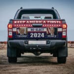 Keep America First Re-elect Trump 2024 Pence Truck Tailgate Decal Sticker Wrap - Vinyl Graphic Decal Bumper Sticker