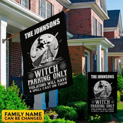 Alternative view of Personalized Witch Parking Only Violators Will Have A Spell Cast On Them Outdoor House Flag - Home Garden Flag