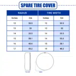 Spare Tire Cover Size Chart