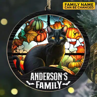 Personalized Family Name Halloween Pumpkin Suncatcher Ornament Keepsake - Halloween Decoration Gifts