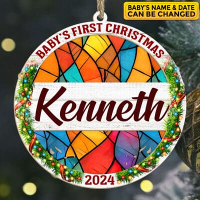 Baby's First Christmas Personalized Suncatcher Ornament | Baby Keepsake | Baby Shower Gift | Baby Name Sign