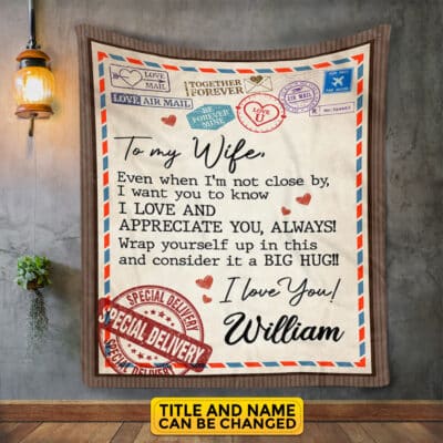 Alternative view of Personalized Even When I'm Not Close By Letter Fleece Blanket - Sherpa Blanket - Husband Wife Custom Blanket