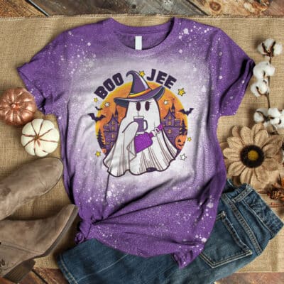 Alternative view of Boo Jee Boujee Funny Cute Boo Ghost Halloween Bleached T-Shirt