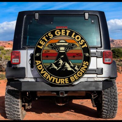Let's Get Lost Adventure Begins Space UFO Alien Spare Tire Cover - Wheel Covers for Trailer Tires