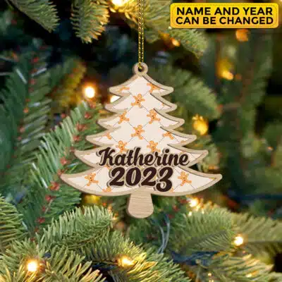 Custom 3D Christmas Tree Stocking Ornament - Christmas Gift Tag - Custom Wood Name Tags - Painted Christmas Tree Ornaments