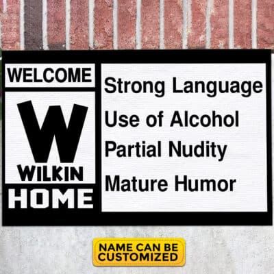 Personalized Name Welcome Home Doormat Strong Language Mature Humor Funny Indoor Outdoor Mat