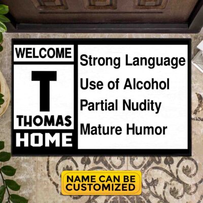 Alternative view of Personalized Name Welcome Home Doormat Strong Language Mature Humor Funny Indoor Outdoor Mat