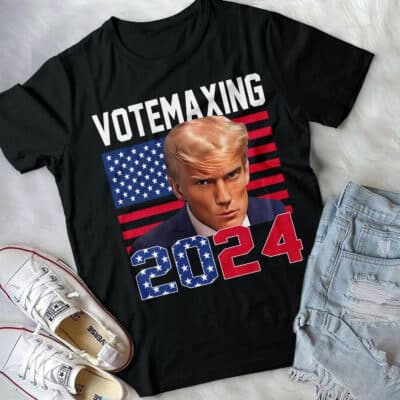 Alternative view of Votemaxing 2024 Funny Trump Mewing Looksmaxxing T-Shirt