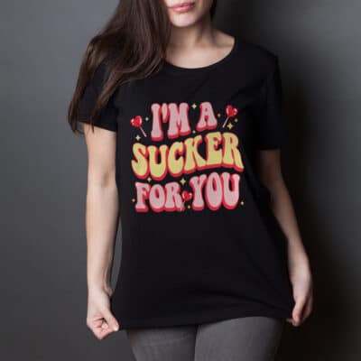 Alternative view of I'm A Sucker For You Heart Love Candy Women T-Shirt - Happy Valentines Day Tee Sweatshirt