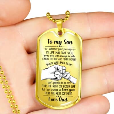 Alternative view of To My Son I Pray You Will Always Be Safe Dog Tag Pendant Necklace - Inspirational Gifts
