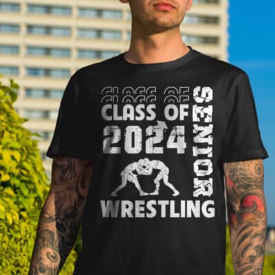 Alternative view of Funny Wrestling Design For Kids Men Women 2 Sided T-Shirt - Wrestler Class of 2024 Wrestling, Senior High School Grad