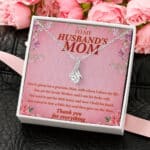 To My Husband's Mom You've Given Me A Gracious Man Mother In Law Message Card Pendant Necklace