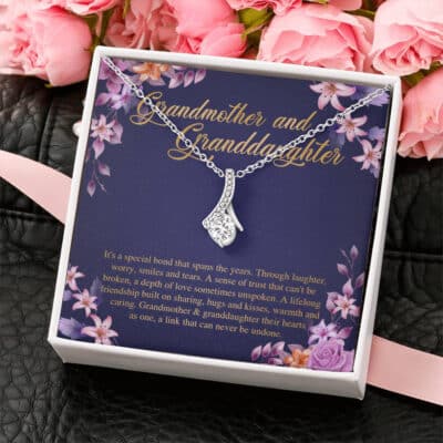 Grandmother and Granddaughter It's A Special Bond That Spans The Years Love Message Pendant Necklace