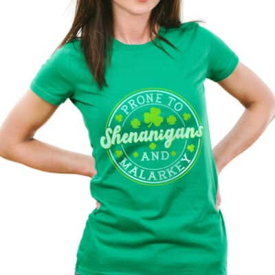 Alternative view of Prone To Shenanigans & Malarkey Funny Clovers St Patrick's Day T-Shirt - Long Sleeve