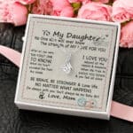 Mom To My Daughter No One Else Will Ever Know the Strength of My Love For You Message Card Pendant Necklace