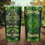 Personalized In My Veins Flows The Blood Of Irish Rebels Insulated Tumbler Cup With Lid and Straw