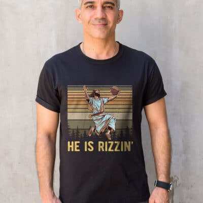 He Is Rizzin' Funny Jesus Playing Basketball Vintage T-Shirt
