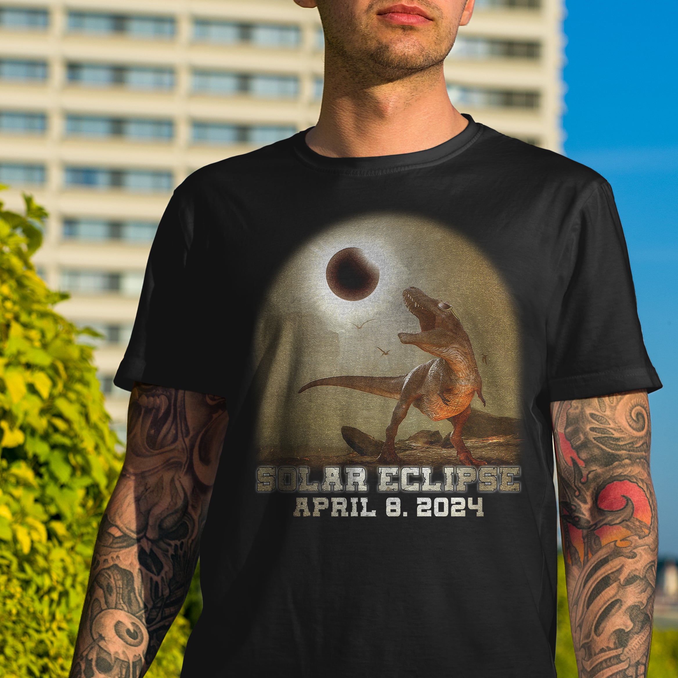 3VT. Dinosaur Solar Eclipse shirt mk2