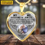 Personalized Photo My Husband My Angel Your Battle Is Now Over No More Pain Suffering Heart Pendant Necklace