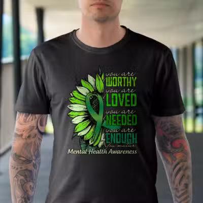 Alternative view of You Are Worthy You Are Loved You Are Needed You Are Enough Mental Health Awareness Gifts T-Shirt