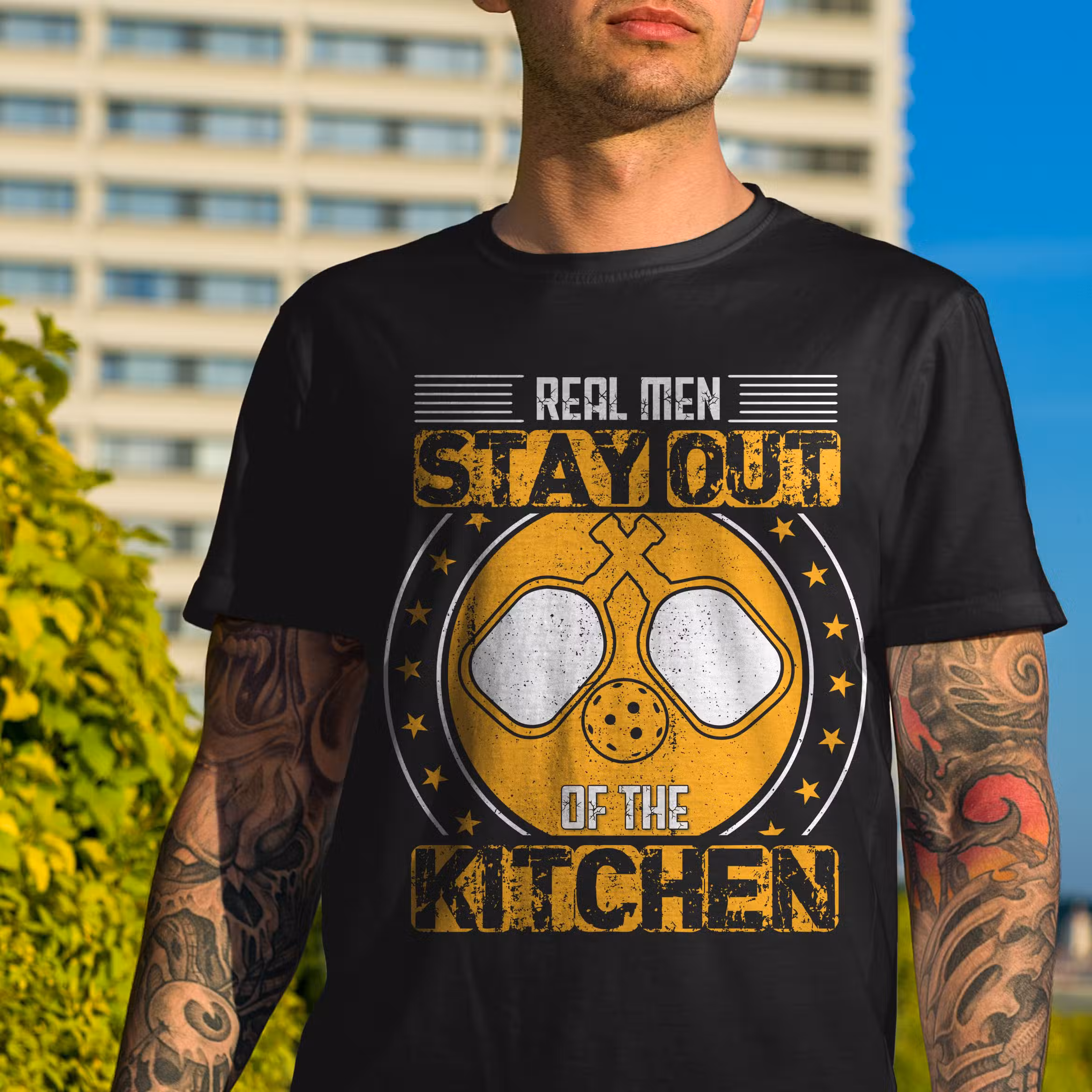 1VT. Real Men Stay Out Pickleball shirt mk2