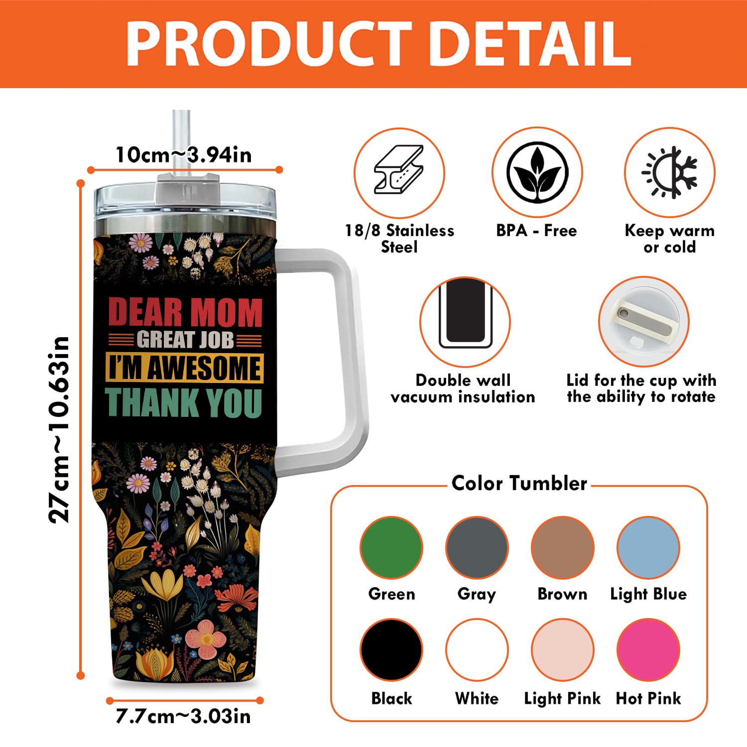 1VT. Dear Mom Great Job tumbler mk15