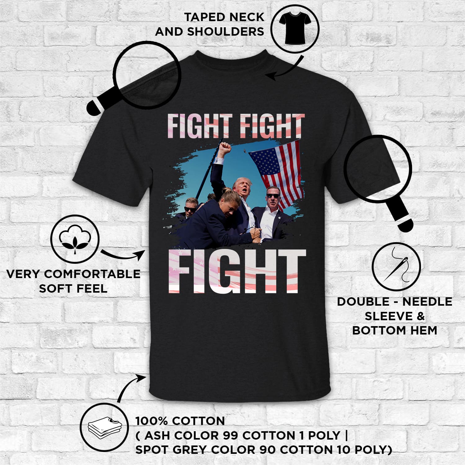 8VT. Trump Fight Fight Fight shirt mk6
