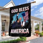 God Bless America Trump 2024 Outdoor House Flag - Support Trump Home Garden Flag