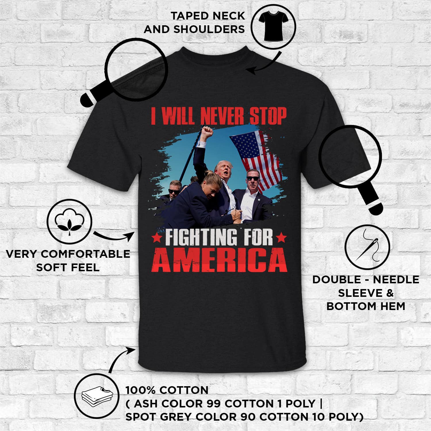 8VT. Trump Will Never Stop shirt mk7