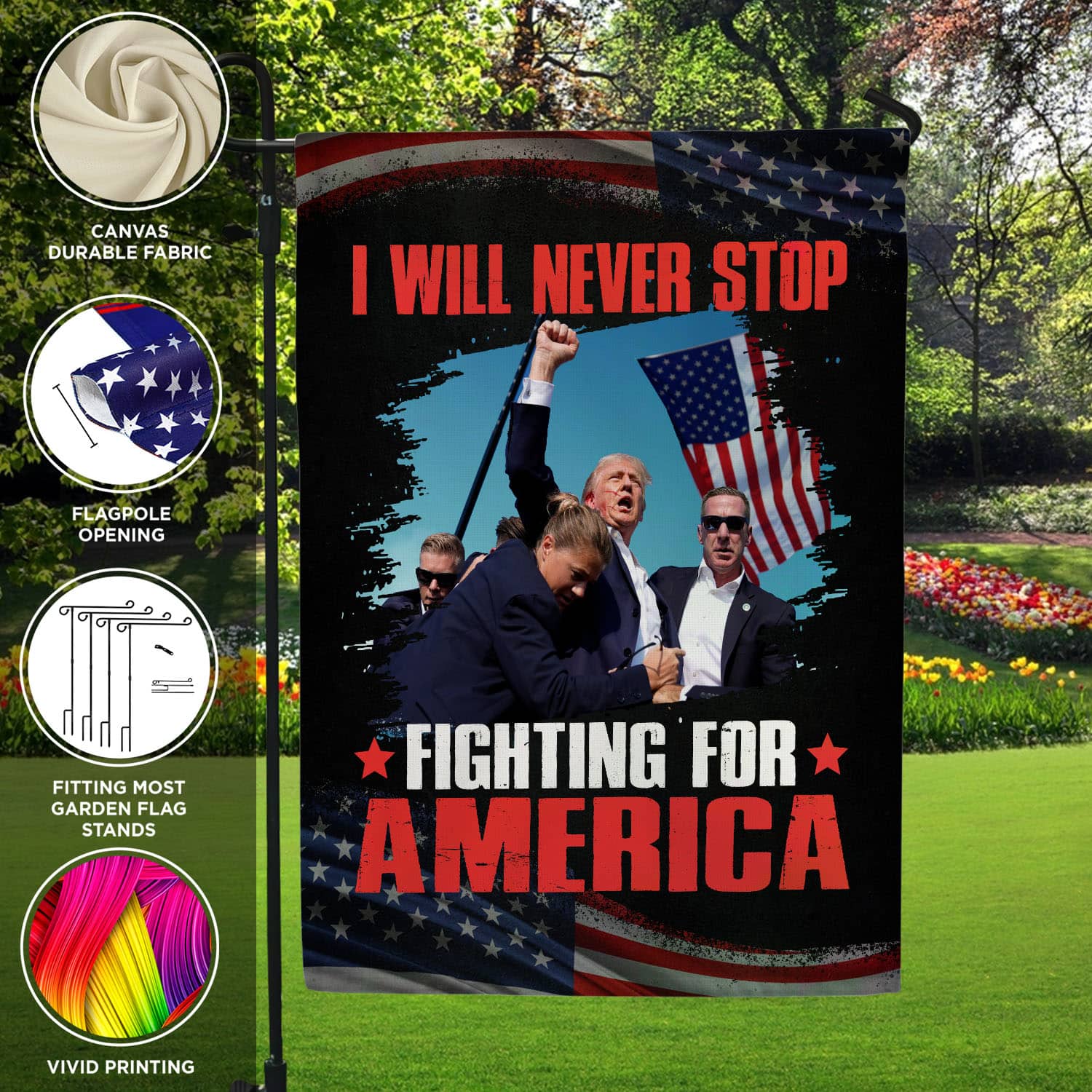 8VT. Trump Will Never Stop flag mk3