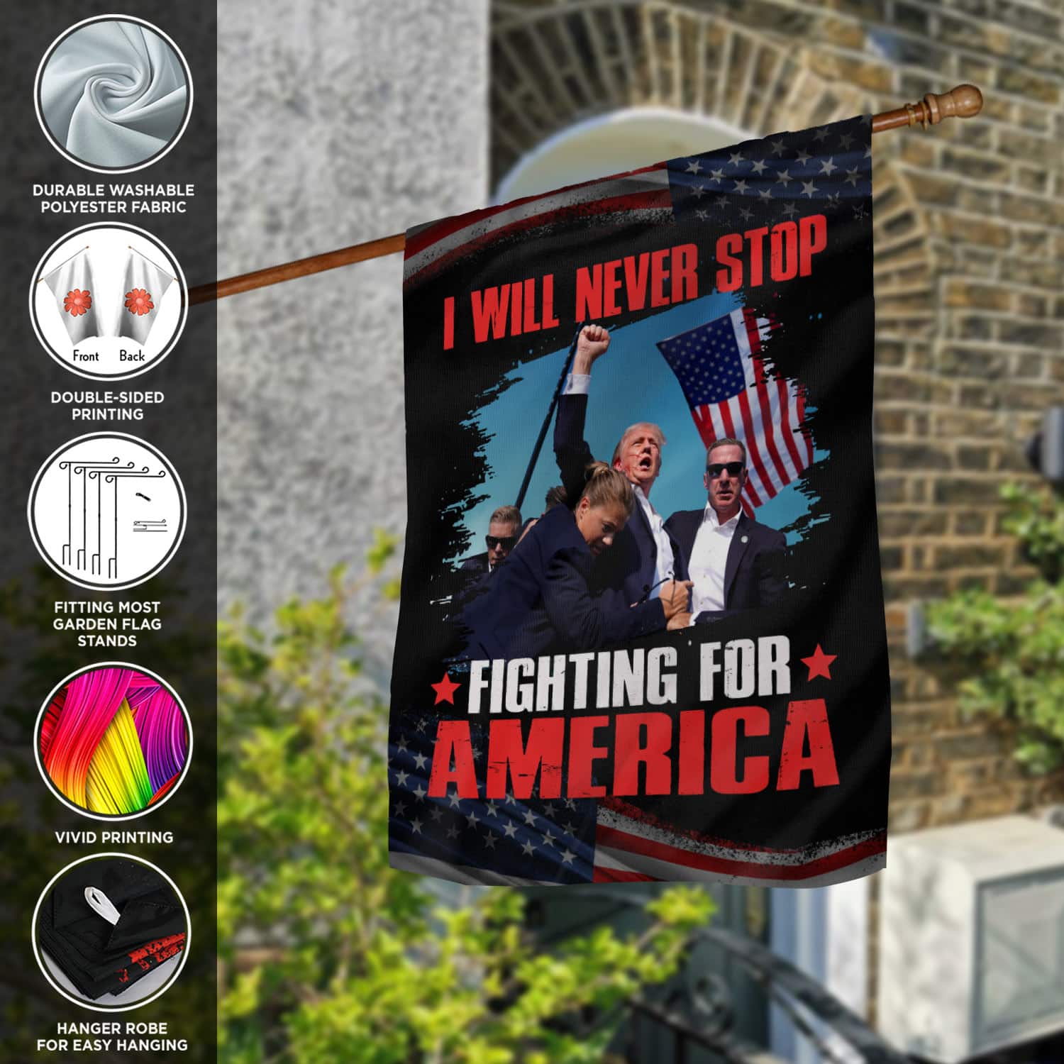 8VT. Trump Will Never Stop flag mk6