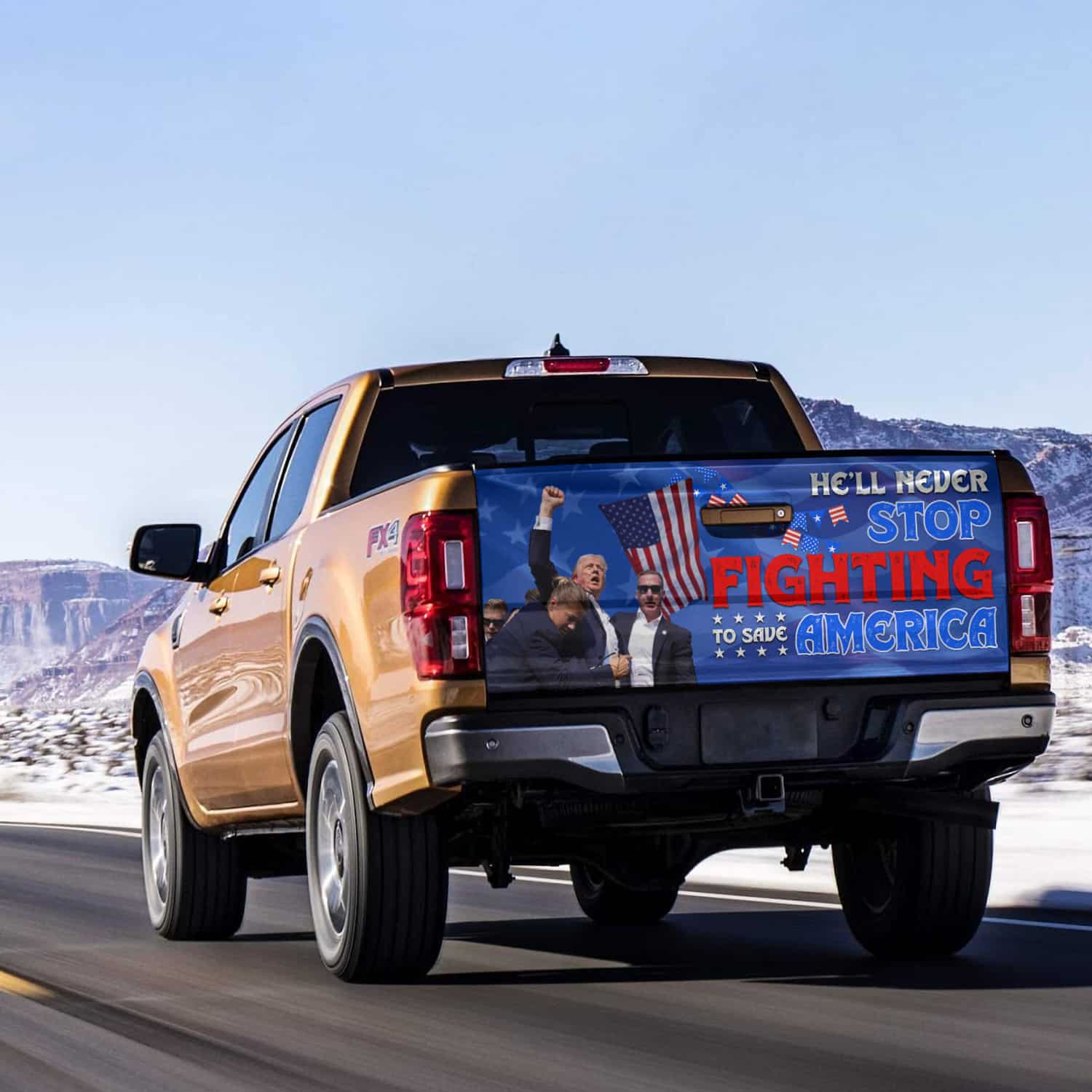 3VT. Trump Never Stop Fighting tailgate mk6