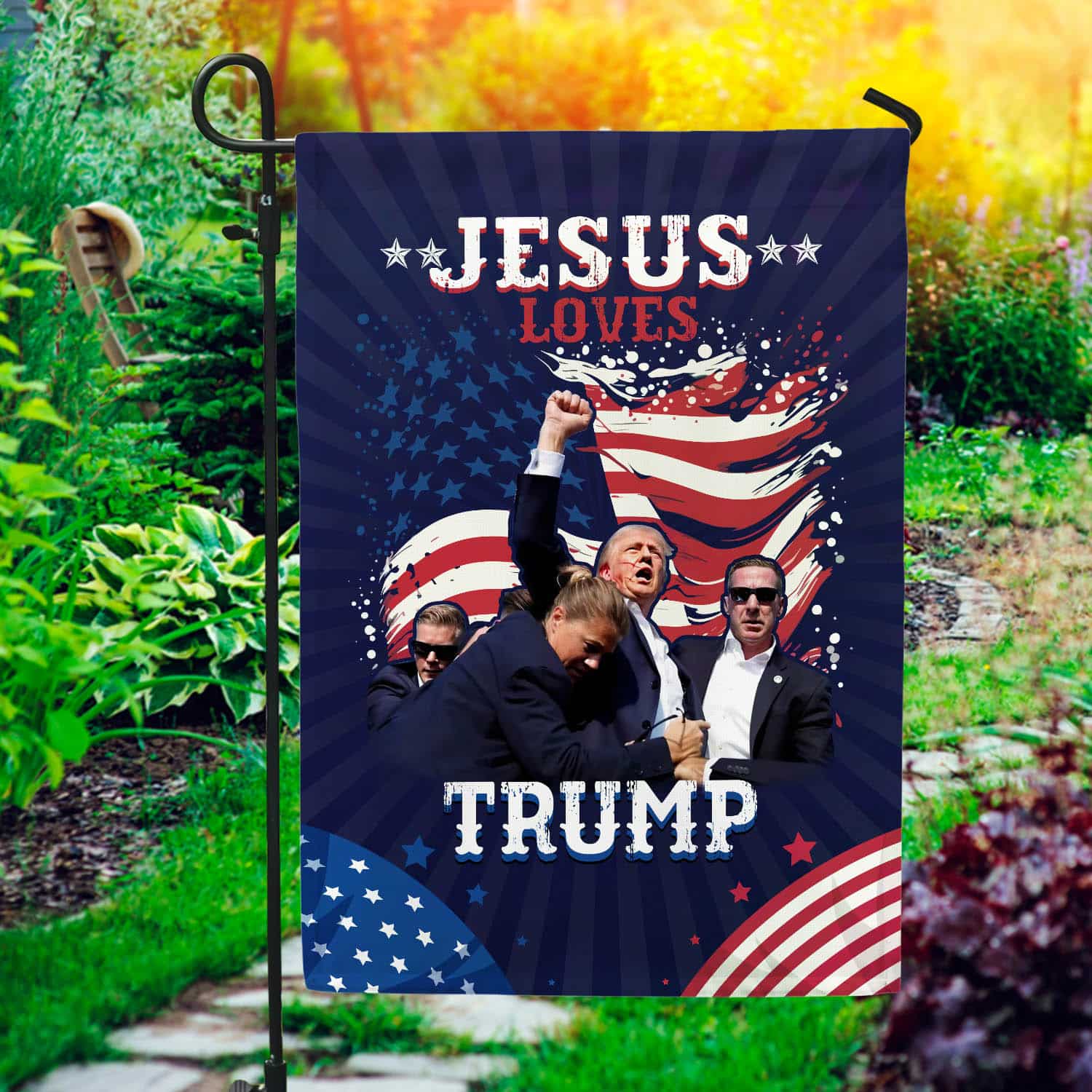 3VT. Jesus Loves Trump flag mk1