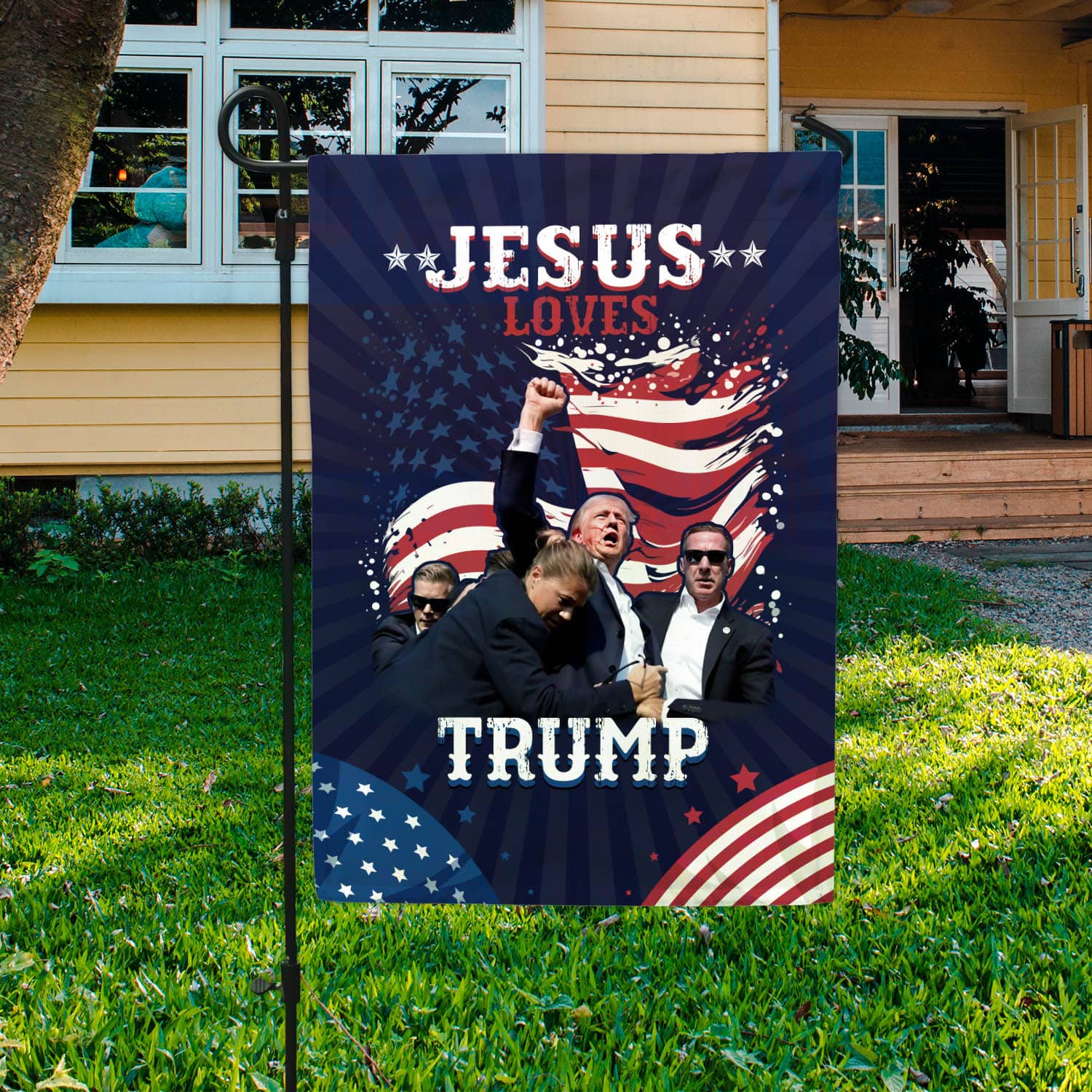 3VT. Jesus Loves Trump flag mk3