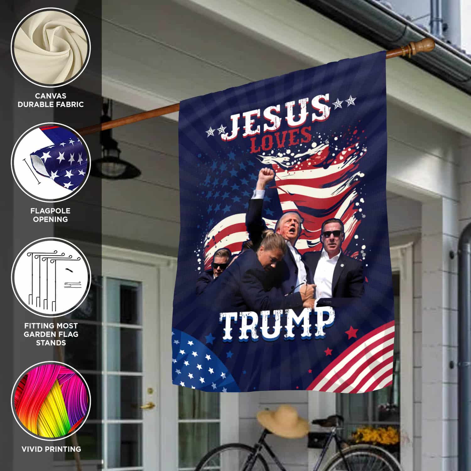 3VT. Jesus Loves Trump flag mk7
