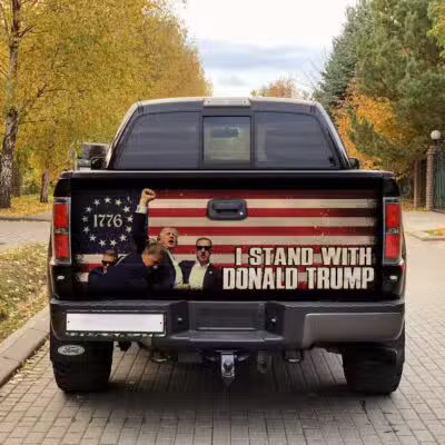 Alternative view of I Stand With Donald Trump 2024 Truck Tailgate Decal Sticker Wrap - Support Trump Vinyl Graphic Decal Bumper Sticker