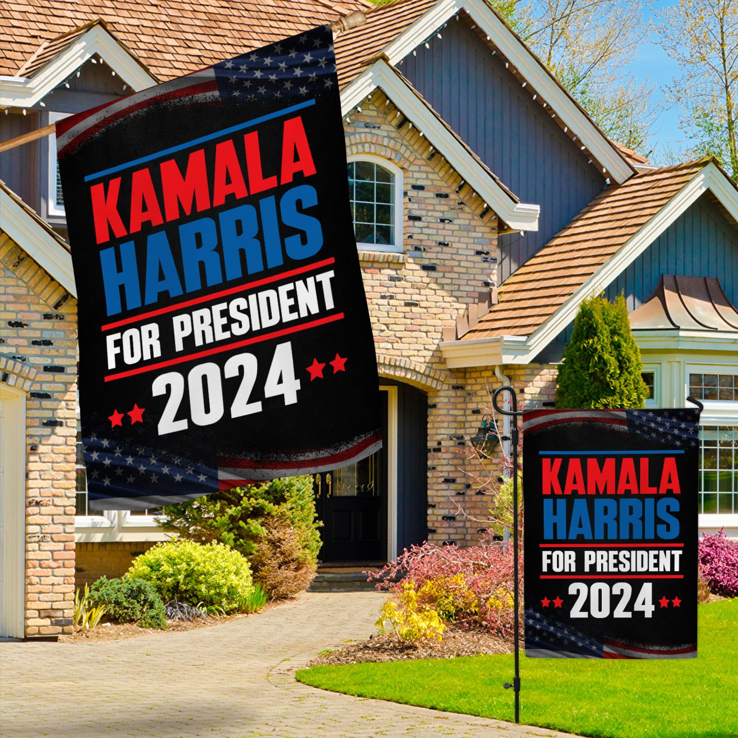 9VT. UU TIEN Kamala Harris For President flag mk2