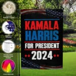 9VT. UU TIEN Kamala Harris For President flag mk3