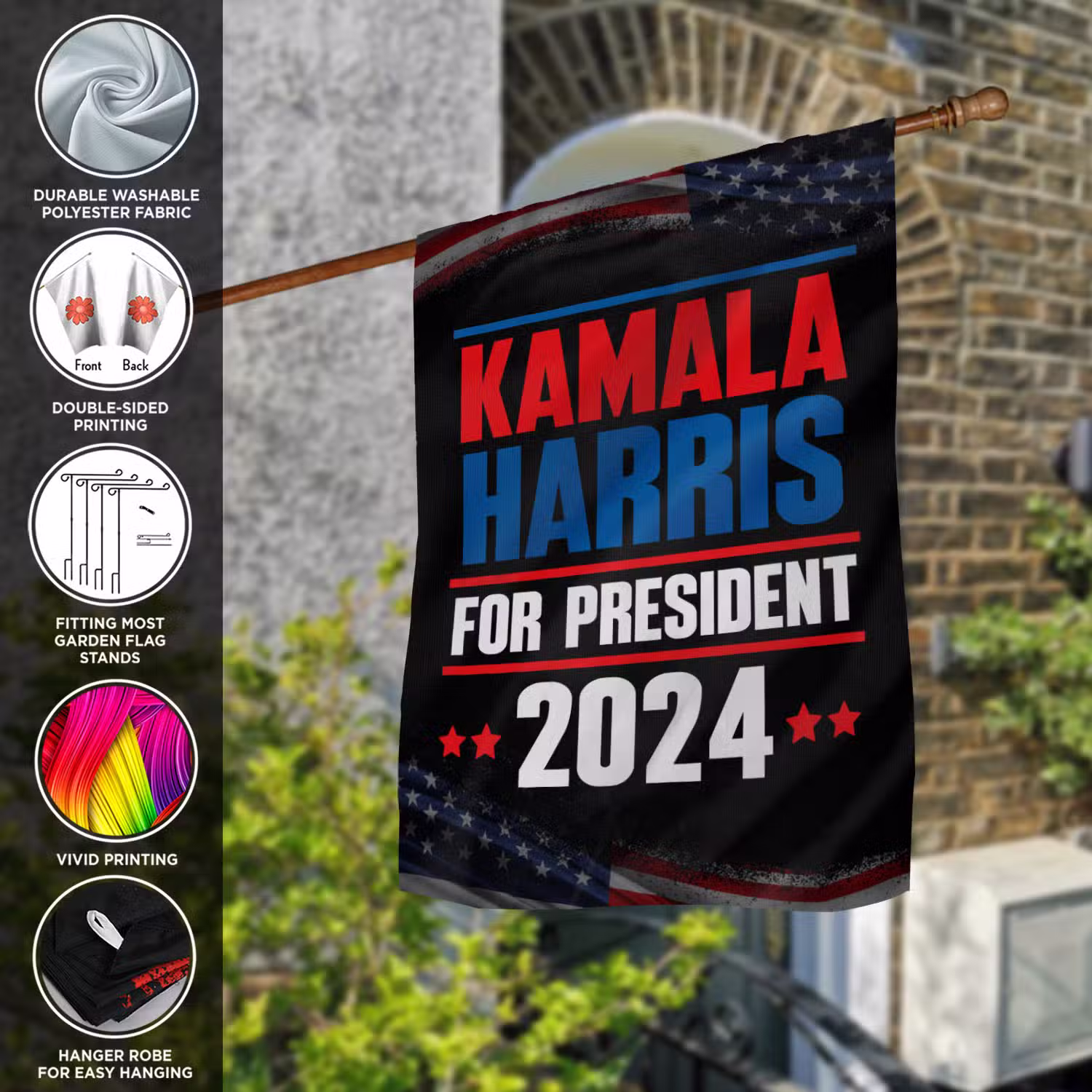 9VT. UU TIEN Kamala Harris For President flag mk5