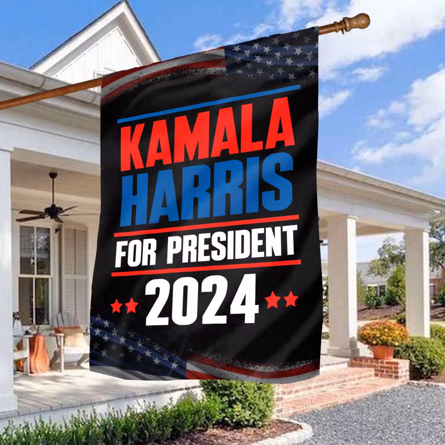 9VT. UU TIEN Kamala Harris For President flag mk7