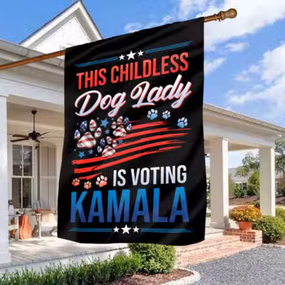 Alternative view of This Childless Dog Lady Is Voting Kamala Harris Garden Flag - House Flag - Wall Flag
