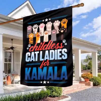 Alternative view of Childless Cat Ladies Vote Kamala Harris Garden Flag - House Flag - Wall Flag