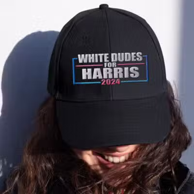 White Dudes for Harris 2024 Embroidered Cap - Voting Kamala Political Twill Cap Hat