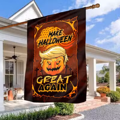 Make Halloween Great Again Funny Trump Outdoor House Flag - Trump Halloween Home Garden Flag