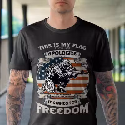 Alternative view of This Is My Flag I Will Not Apologize For It It Stands For Freedom US Veteran T-Shirt