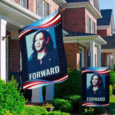 Alternative view of Kamala Harris Forward Outdoor House Flag - Support Kamala Harris Presidential Election 2024 Home Garden Flag