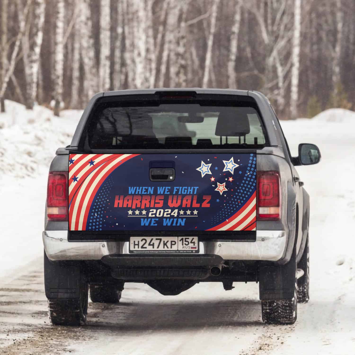 3VT. Harris Walz When We Fight tailgate mk3